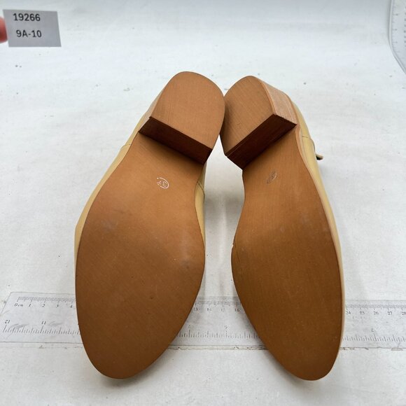 Beige Women Stylish Block Heels Pointed Toe Loafers Shoes Sexy Formal Shoes
